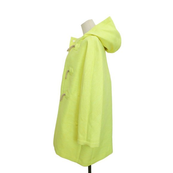 J. CREW COLLECTION Neon Yellow Textured Basket-Weave NWOT Toggle Coat Size 12 - Picture 13 of 16